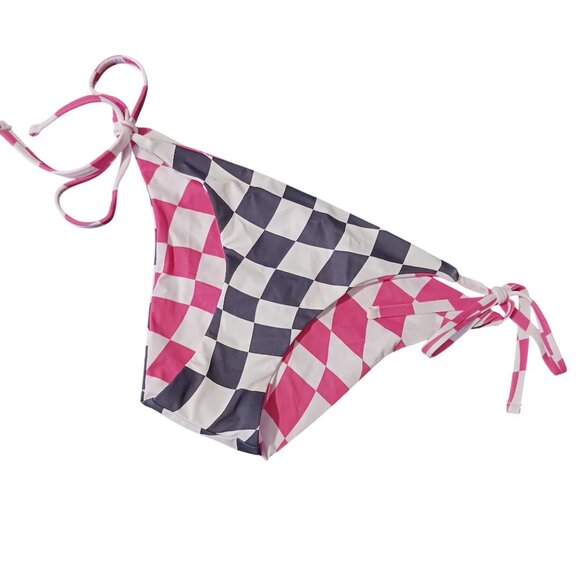 NEW Solid & Striped Iris‎ Reversible Bikini Bottoms Checkered Wht/Blk/Pink S - Picture 1 of 10